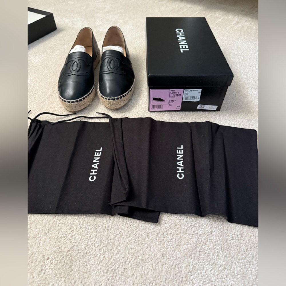 Chanel Black Espadrille Shoes size 39